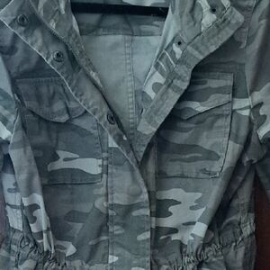 Style & Co. Gray Camouflage Utility Jacket